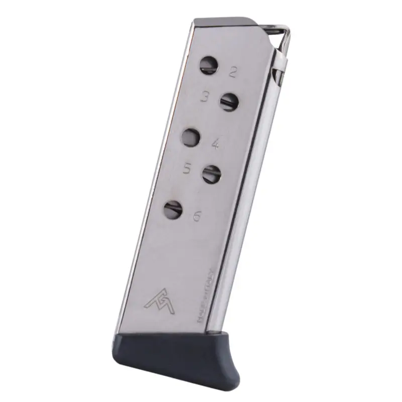 Walther PPK 6 RD .380 ACP nickel finger grip Mec-Gar MGWPPKFRN - Click Image to Close